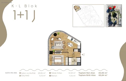 Evora İzmir'de 20. katta eşyalı 1+1 kiralık daire, fotoğraf 25