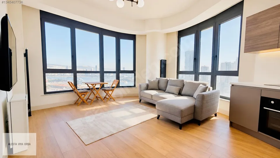 Evora İzmir'de 20. katta eşyalı 1+1 kiralık daire, fotoğraf 1